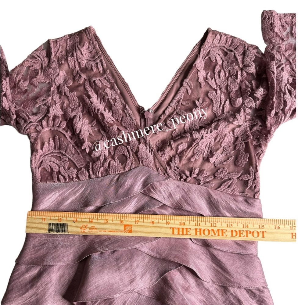 Adrianna Papell Ash Rose V-Neck Lace Bodice Tiered Sheath Mini Dress Size 6 - Picture 14 of 15